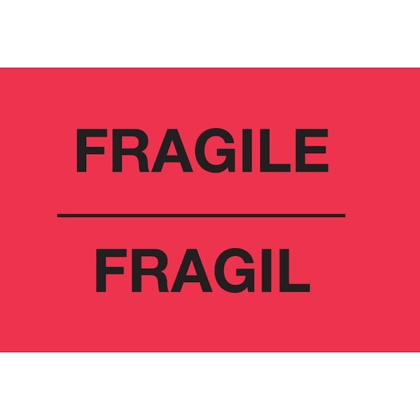 Decker Tape Products Label, DL3012, FRAGILE BILINGUAL, 3" X 5" DL3012